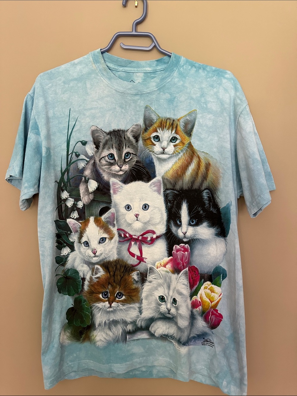 Light Blue Cat Portrait T-Shirt - Multi-Kitten Graphic